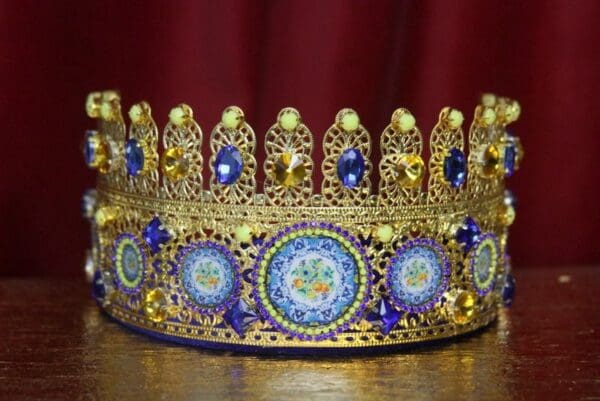 SOLD! 2254 Baroque Sicilian Tile Print Cameos Crystal Headband Crown - Image 8