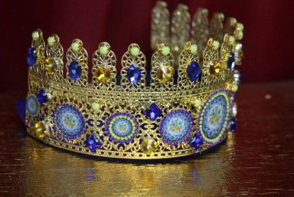 SOLD! 2254 Baroque Sicilian Tile Print Cameos Crystal Headband Crown - Image 6