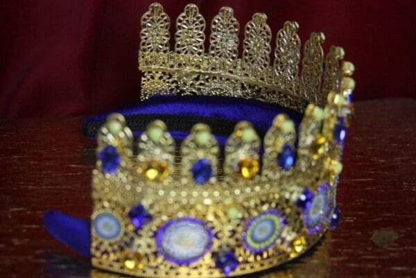 SOLD! 2254 Baroque Sicilian Tile Print Cameos Crystal Headband Crown - Image 7