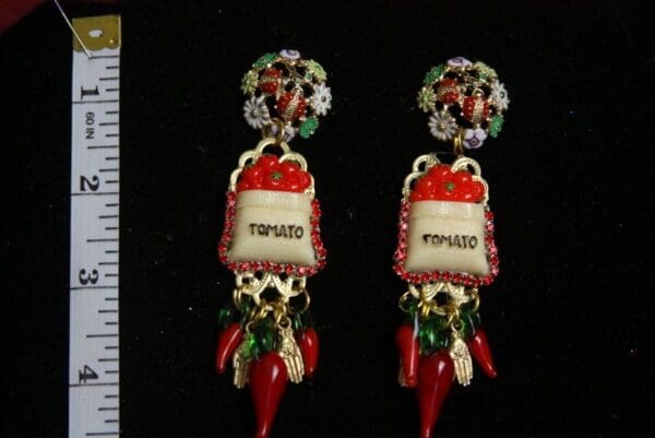 SOLD! 2256 Designer Inspired Red Tomato Ladybug Chilly Studs Earrings - Image 4