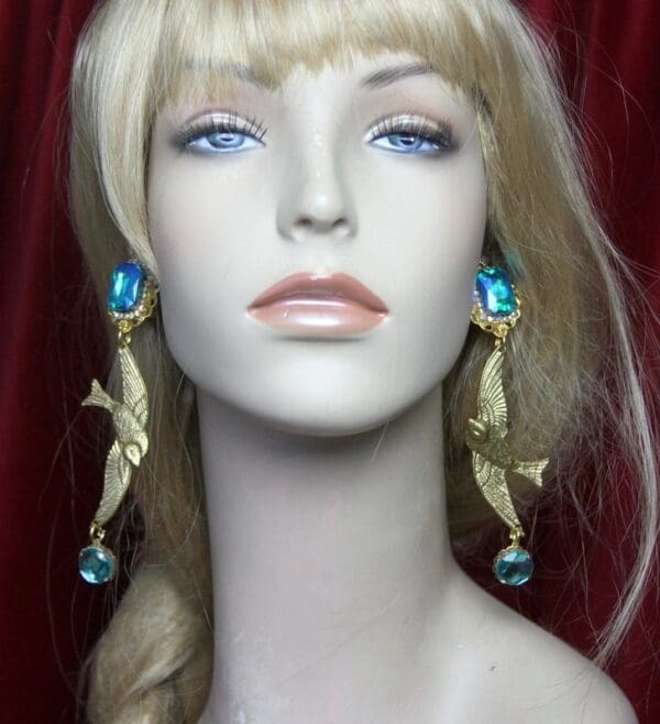 SOLD! 2298 Irregular Massive Gold Birds Crystal Studs - Image 5