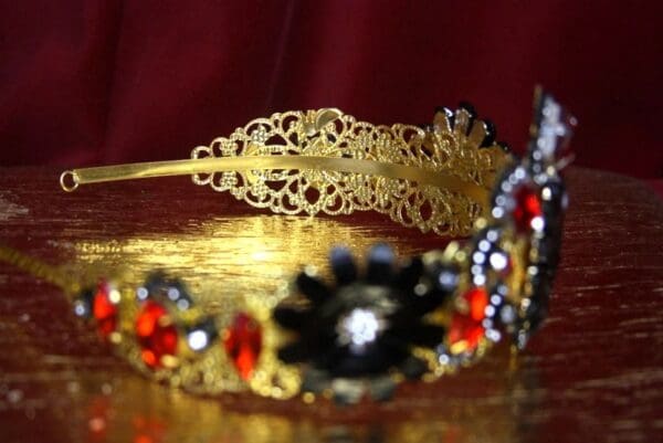 SOLD! 2300 Elegant Simple Black Flower Crystal Tiara Crown - Image 4
