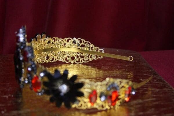 SOLD! 2300 Elegant Simple Black Flower Crystal Tiara Crown - Image 5