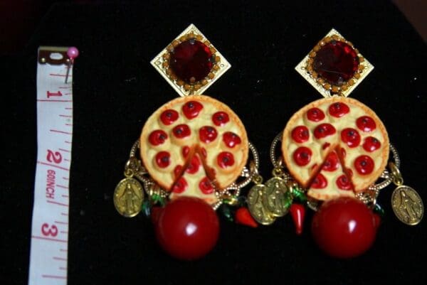 SOLD! 2308 Baroque Designer Inspired Pizza Tomato Chilly Fancy Studs Earrings - Image 3