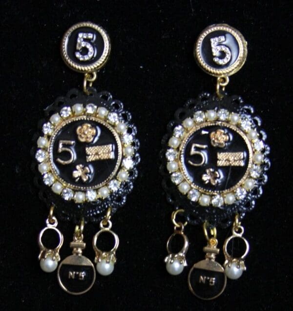 SOLD! 2314 Madam Coco Black Massive Pearl Studs Earrings