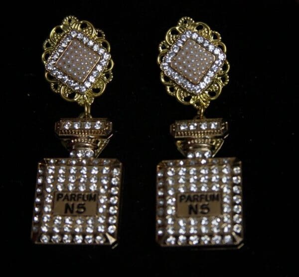 SOLD! 2332 Perfume Bottle Clear Crystal Studs Earrings