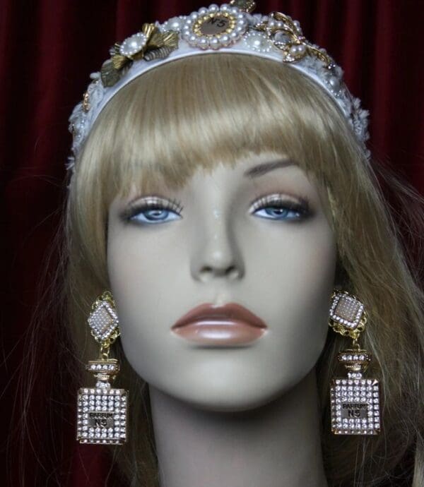 SOLD! 2332 Perfume Bottle Clear Crystal Studs Earrings - Image 3