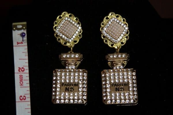 SOLD! 2332 Perfume Bottle Clear Crystal Studs Earrings - Image 4