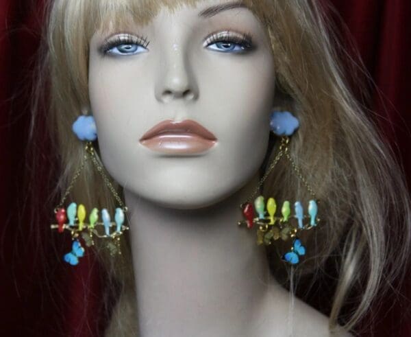 SOLD! 2337 Hand PAinted Enamel Cloud Studs Earrings - Image 4
