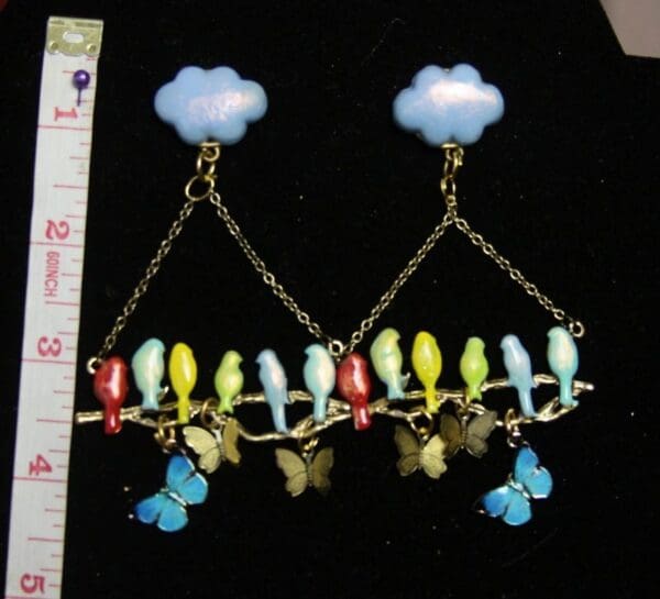 SOLD! 2337 Hand PAinted Enamel Cloud Studs Earrings - Image 3