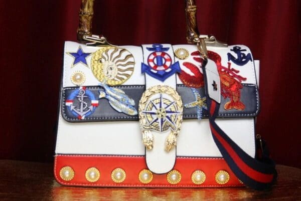 SOLD! 2342 Designer Inspired Nautical Lobster Marine Handbag - Image 2