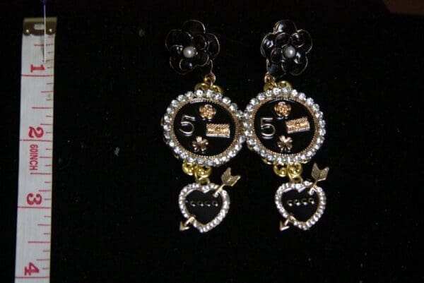 SOLD! 2366 Coco Heart Enamel Elegant Studs Earrings - Image 3