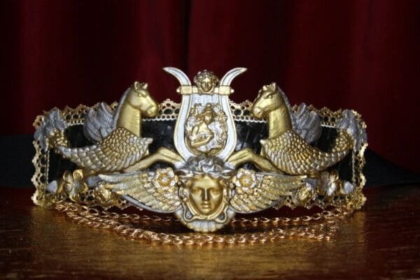 SOLD! 2369 Baroque Medieval Medusa Horses Wide Waist Belt - Image 2