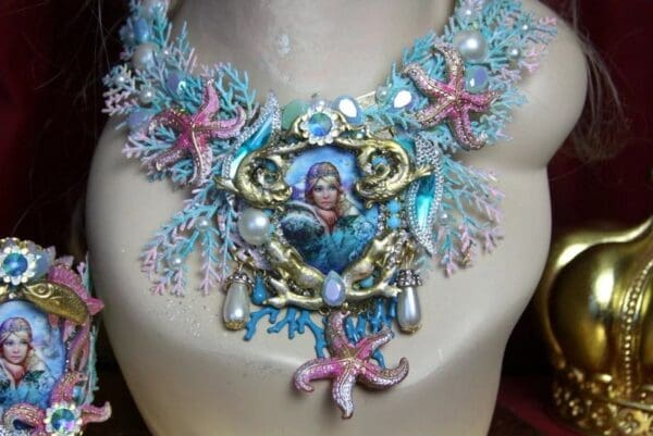 SOLD! 2370 Russian Mermaid Coral Seastar Massive Set Necklace+ Earrings - Image 7