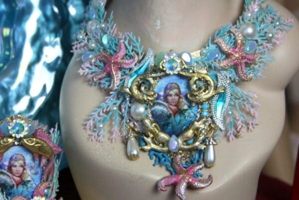 SOLD! 2370 Russian Mermaid Coral Seastar Massive Set Necklace+ Earrings - Image 2