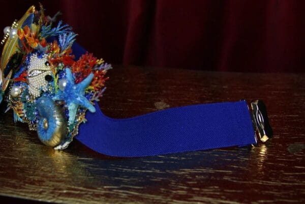 SOLD! 2385 Nautical Huge Tropical Yellow Fish Coral Embellished Waist Belt - Image 6