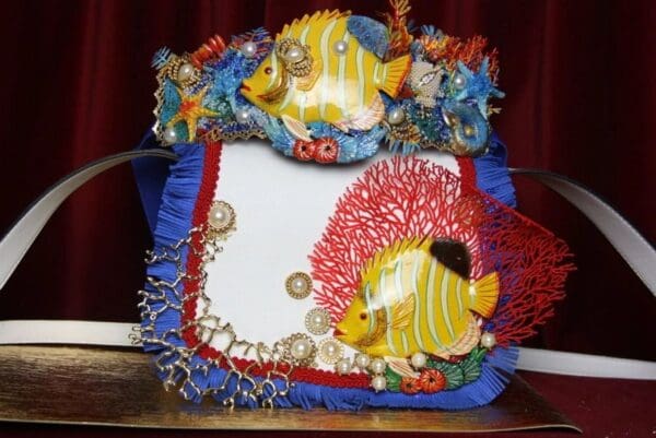 SOLD! 2386 Nautical Yellow Vivid Tropical Fish Coral Handbag