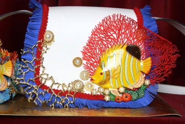SOLD! 2386 Nautical Yellow Vivid Tropical Fish Coral Handbag - Image 8