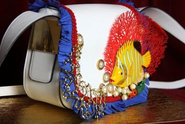 SOLD! 2386 Nautical Yellow Vivid Tropical Fish Coral Handbag - Image 3