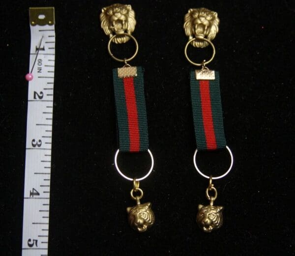 SOLD! 2402 Designer Inspired Tiget Lion Ribbon Earrings - Image 4