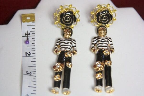 SOLD! 2432 Madame Coco Sailor Enamel Camellia Tall Studs Earringhs - Image 3