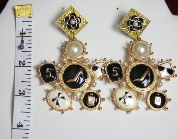 SOLD! 2433 Madame Coco Massive Camellia Enamel Studs Earrings - Image 3