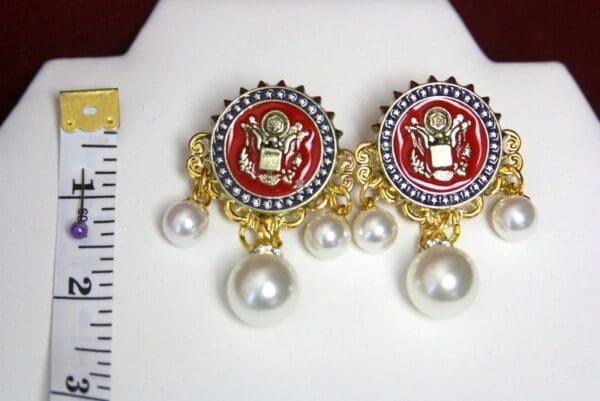 SOLD! 2437 Coco Eagle Pearl Enamel Studs - Image 4