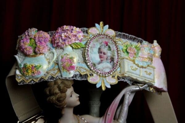 SOLD! 2479 Marie Antoinette Unusual Dressing Room 3D Effect Embellished Waist Belt - Image 2