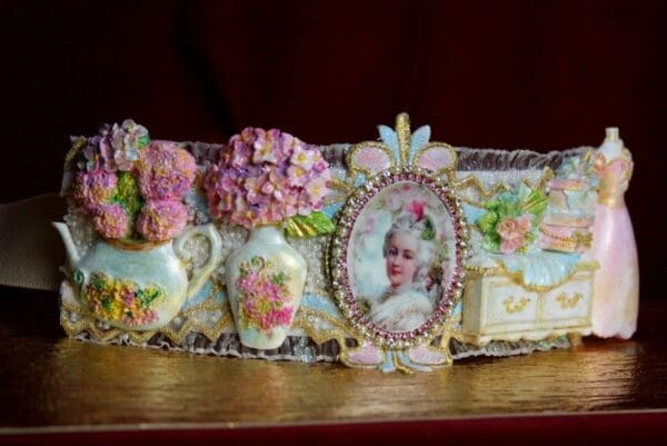 SOLD! 2479 Marie Antoinette Unusual Dressing Room 3D Effect Embellished Waist Belt - Image 4
