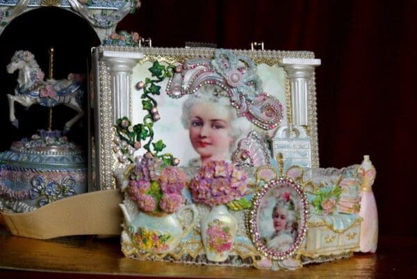 SOLD! 2479 Marie Antoinette Unusual Dressing Room 3D Effect Embellished Waist Belt - Image 5