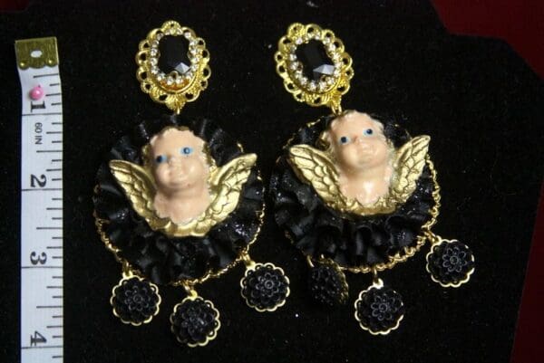 SOLD! 2486 Baroque Black Carnation Black Crystal Studs - Image 6
