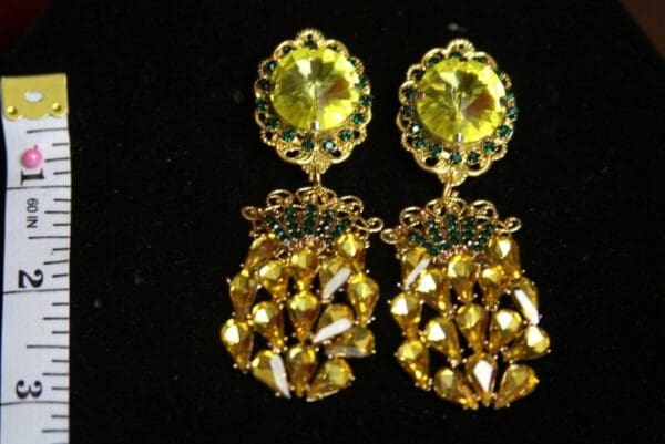 SOLD! 2515 Baroque Rococo Crystal Citrine Pineapple Earrings - Image 5