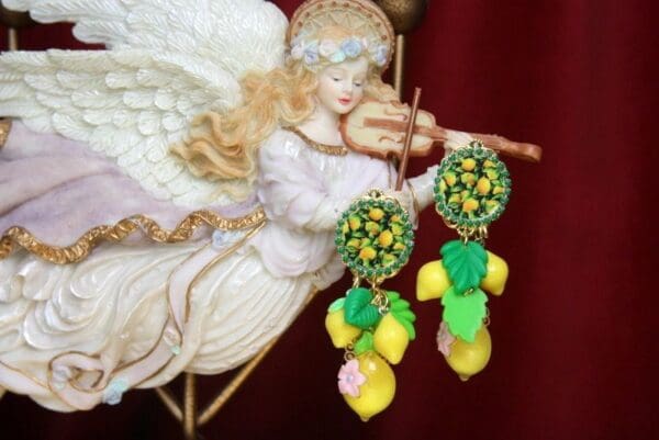 SOLD! 2536 Lemon Cameo Sicilian Studs Earrings