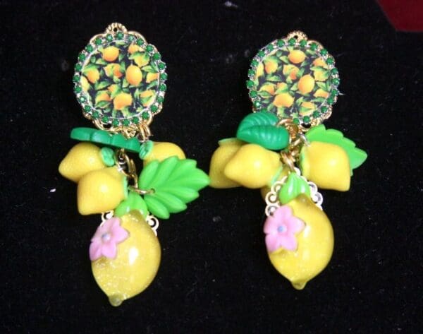 SOLD! 2536 Lemon Cameo Sicilian Studs Earrings - Image 2