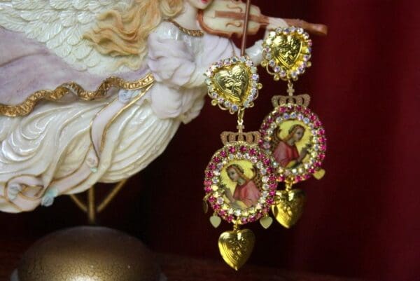 SOLD! 2539 Madonna Gold Heart Crystal Studs Earrings - Image 2