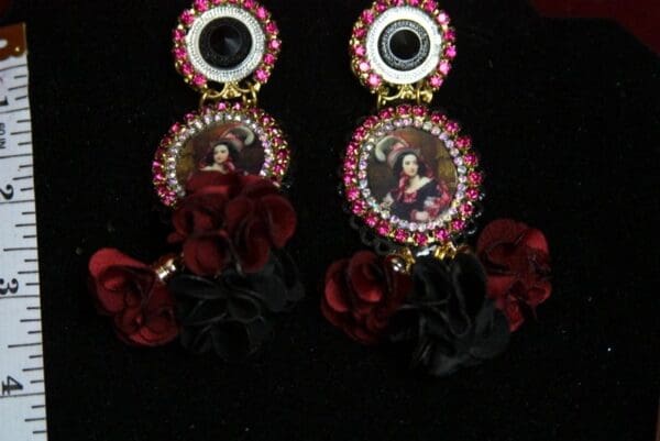 SOLD! 2542 Victorian Lady Tassel Cameo Stunning Earrings - Image 4