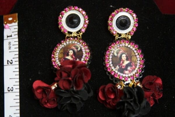 SOLD! 2542 Victorian Lady Tassel Cameo Stunning Earrings - Image 5