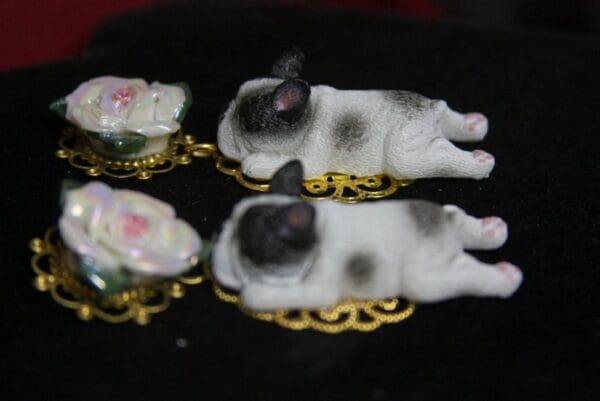 SOLD! 2554 Adorable Enamel Rose Pug 3D Effect Studs Earrings