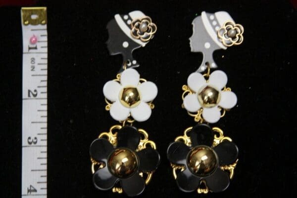 SOLD! 2569 Madam Coco 2 Camellias Stunning Light Weight Earrings - Image 3
