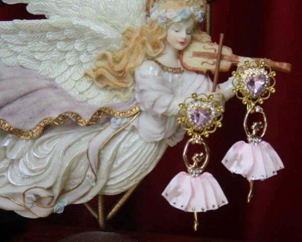 SOLD! 2575 Stunning Delicate Pink Ballerina Crystal Studs Earrings