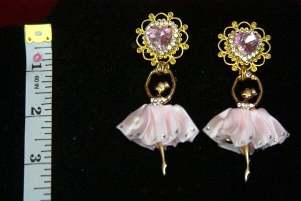 SOLD! 2575 Stunning Delicate Pink Ballerina Crystal Studs Earrings - Image 3