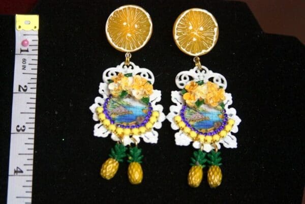 SOLD! 2584 Taormina Orange Pineapple Studs Earrings - Image 6