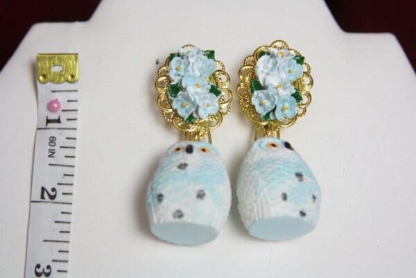SOLD! 2589 Hand Painted Adorable Owl Bird Studs earrings - Image 3