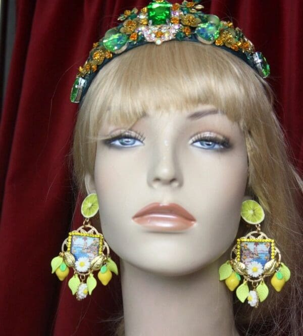 SOLD! 2625 Italian Print Taormina Lemon Fruit Studs Earrings - Image 5