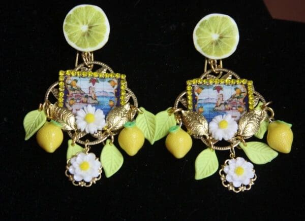 SOLD! 2625 Italian Print Taormina Lemon Fruit Studs Earrings - Image 8