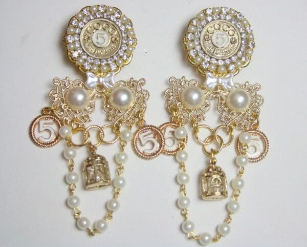 SOLD! 2639 Madam Coco Stunning Unusual Charms Studs Earrings Light Weight - Image 5