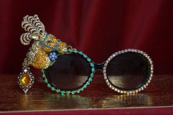 SOLD! 2662 Crystal Victorian Horse Crystal Embellished Sunglasses - Image 6