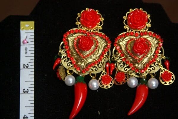 SOLD! 2677 Baroque Heart Rose Chilly Pearl Studs Earrings - Image 5