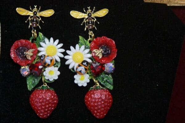SOLD! 2700 Hand Painted Massive Bee Strawberry Daisy Poppy Studs - Image 6