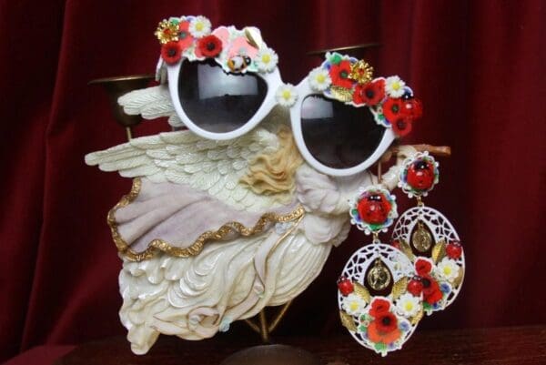 SOLD! 2718 Set Of Earrings+ Baroque Poppy Daisy Ladybug Sunglasses - Image 9